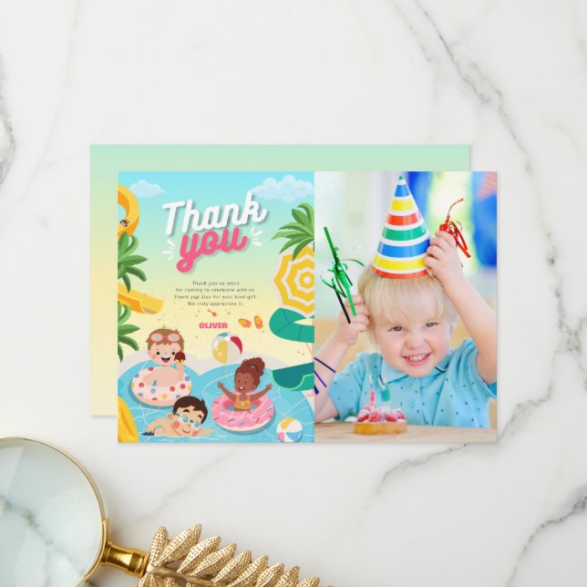 Cartão De Agradecimento Mergulho retrô nos 5 anos de idade (Frente/Verso In Situ)