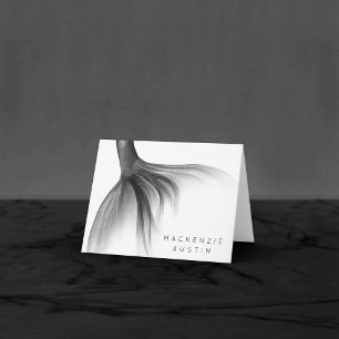 Cartão De Agradecimento Mermaid Chrome Tail   Silver Faux Shimmer Personal