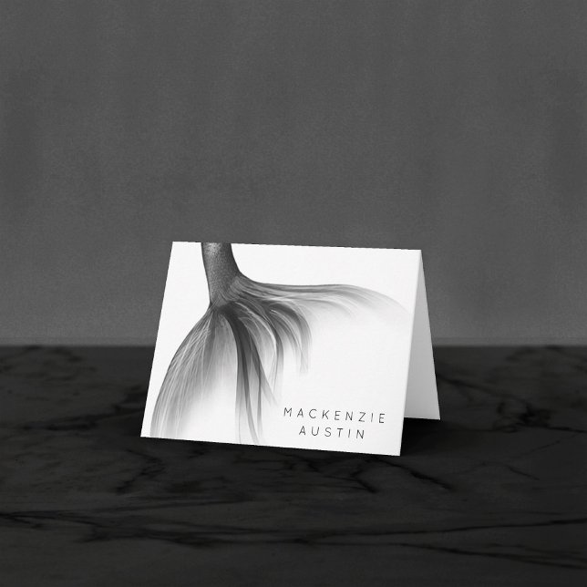 Cartão De Agradecimento Mermaid Chrome Tail | Silver Faux Shimmer Personal (Criador carregado)