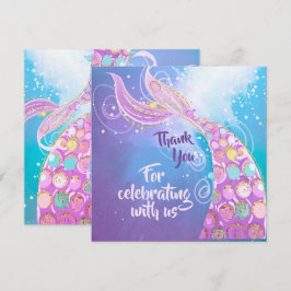 Cartão De Agradecimento Mermaid Festa de aniversário Bash