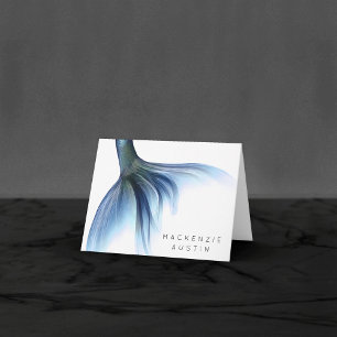Cartão De Agradecimento Mermaid Glam Tail Dusty Ice Blue Luster Personal