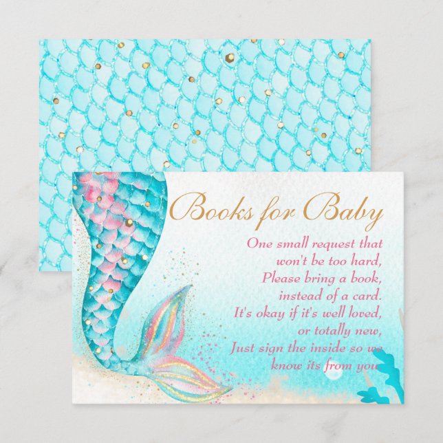 Cartão De Agradecimento Mermaid Tail Sob O Pedido Do Livro Sea Baby Girl (Frente/Verso)