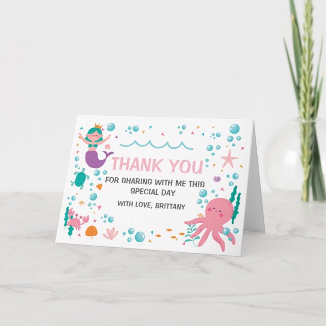 Cartão De Agradecimento Mermaid Under the Sea The sea thank you card (Frente)