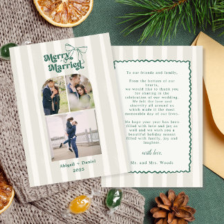 Cartão De Agradecimento Merry and Married Hand Drawn Frame Photo Wedding