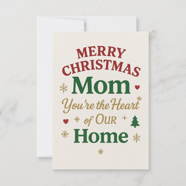Cartão De Agradecimento Merry Christmas Mom Card (Frente)