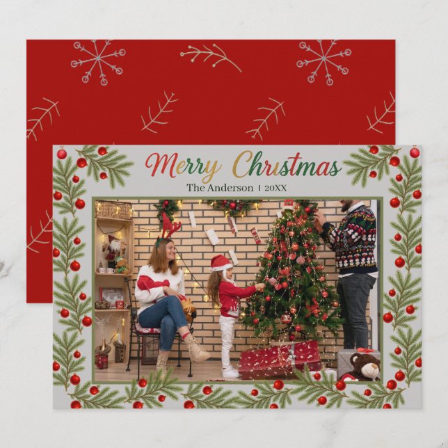 Cartão De Agradecimento Merry Christmas Photo Card – Personalized Holiday  (Frente/Verso)