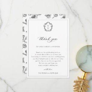 Cartão De Agradecimento Mesa de Recepção de casamento de descanso preto da