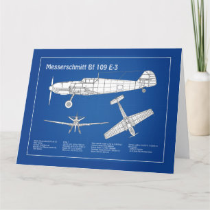 Cartão De Agradecimento Messerschmitt Bf 109 - Airplane Blueprint ABD