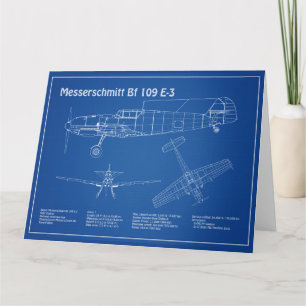 Cartão De Agradecimento Messerschmitt Bf 109 - Airplane Blueprint AD