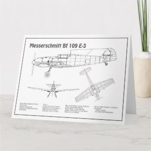 Cartão De Agradecimento Messerschmitt Bf 109 - Airplane Blueprint BD