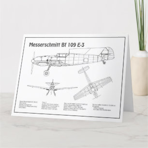 Cartão De Agradecimento Messerschmitt Bf 109 - Airplane Blueprint BD