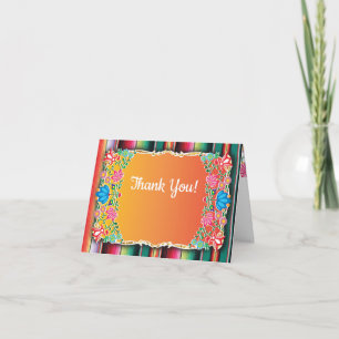 Cartão De Agradecimento Mexican Fiesta floral glitter thank you note