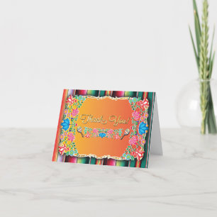 Cartão De Agradecimento Mexican Fiesta Thank you note card faux glitter