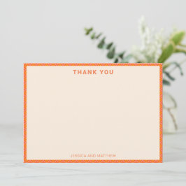Cartão De Agradecimento Mid-Century Modern Pink Orange Custom Wedding Name