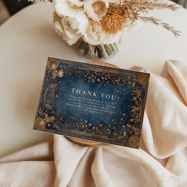 Cartão De Agradecimento Midnight Celestial Baroque Wedding (Criador carregado)
