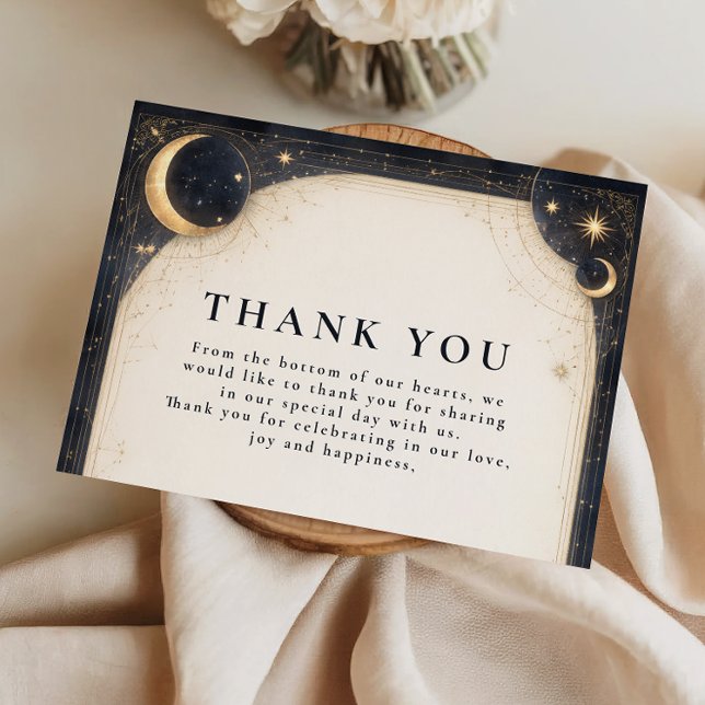 Cartão De Agradecimento Midnight Celestial Garden Wedding (Criador carregado)