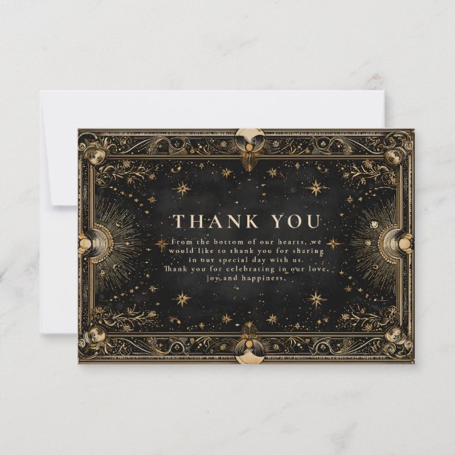Cartão De Agradecimento Midnight Celestial Luxe Wedding (Frente)