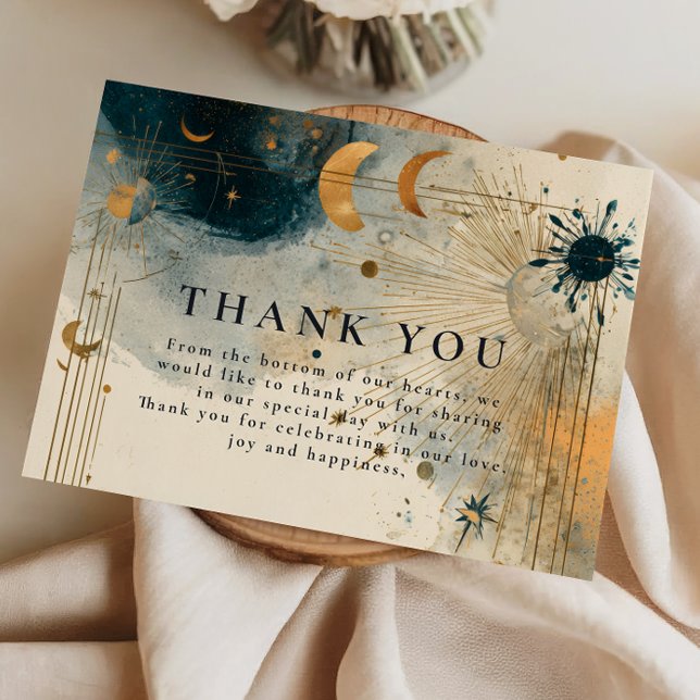 Cartão De Agradecimento Midnight Celestial Wedding (Criador carregado)