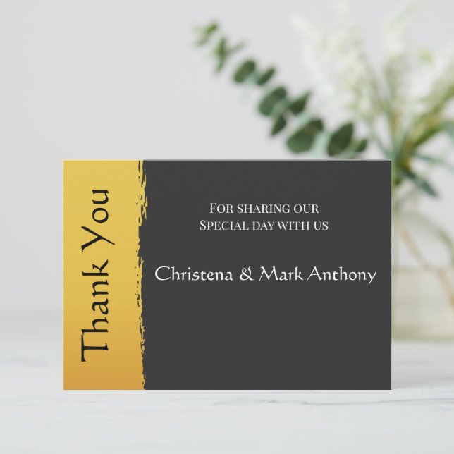 Cartão de Agradecimento Midnight Gold (Em pé/Frente)