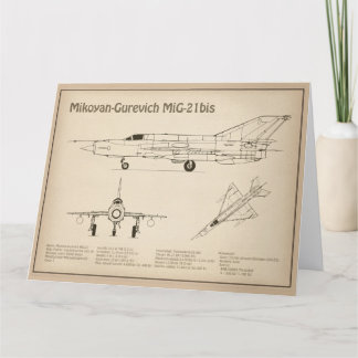 Cartão De Agradecimento MiG-21 bis - Planos de Blueprint do avião SD