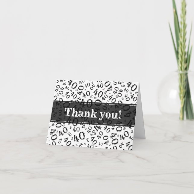 Cartão De Agradecimento Milestone 40 Random Number Pattern Green/White (Frente)
