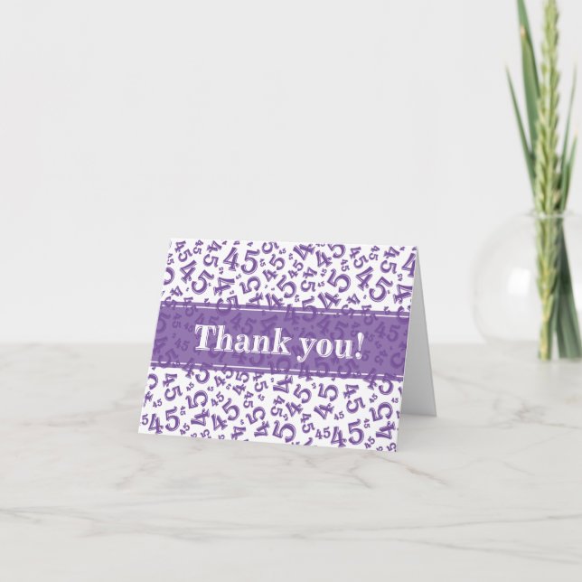 Cartão De Agradecimento Milestone 45 Random Number Pattern Purple/White (Frente)