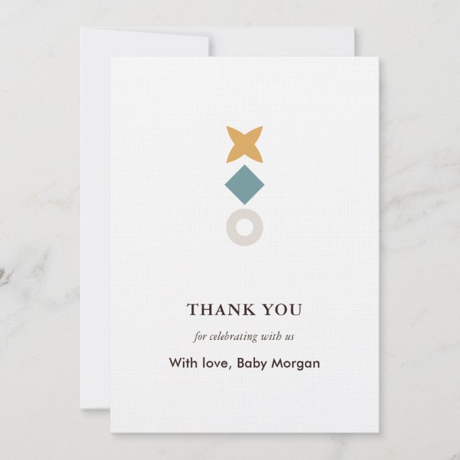 Cartão De Agradecimento Minimal Bauhaus Baby Shower Thank You Card (Frente)