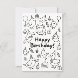 Cartão De Agradecimento Minimal Bird Doodle Birthday Card