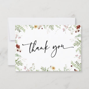 Cartão de Agradecimento Minimal Boho Cute Wildflow