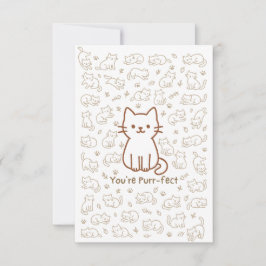 Cartão De Agradecimento Minimal Cat Doodle Card | Line Drawing
