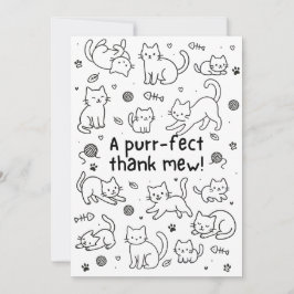 Cartão De Agradecimento Minimal Cat Doodle Thank You Card