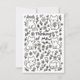 Cartão De Agradecimento Minimal Cat Doodle Thinking of You Card