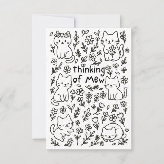 Cartão De Agradecimento Minimal Cat Doodle Thinking of You Card