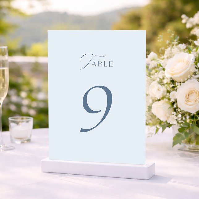 Cartão De Agradecimento Minimal Dusty Blue Wedding Table Numbers 1–19 (Criador carregado)