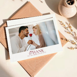 Cartão De Agradecimento Minimal Monogram Deep Burgundy Script Wedding