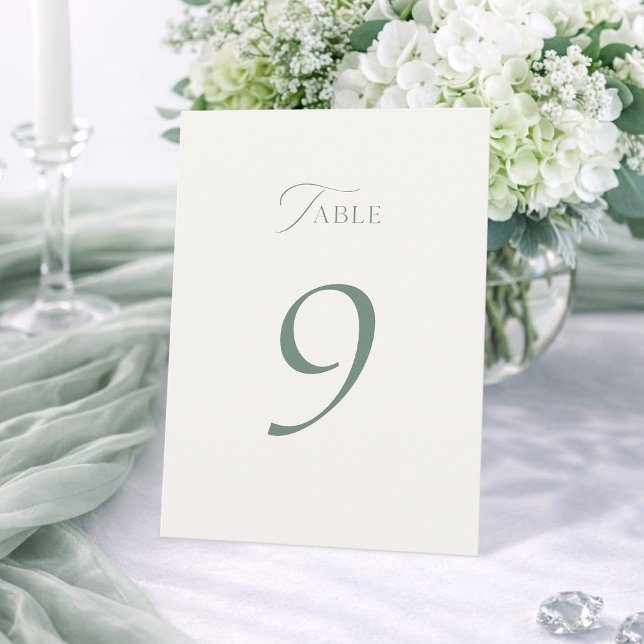 Cartão De Agradecimento Minimal Sage Green Wedding Table Numbers 1–19 (Criador carregado)