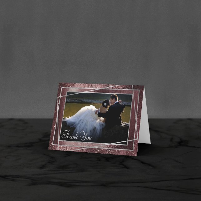 Cartão De Agradecimento Minimalismo Glitzy | Foto Da Glitter Roxa Do Gabin (Criador carregado)