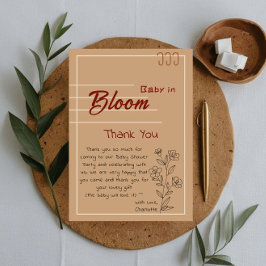Cartão De Agradecimento Minimalist Baby In Bloom Wildflower Baby Shower