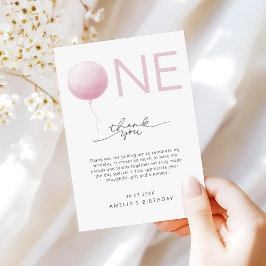 Cartão De Agradecimento Minimalist Blush Pink Girls 1st Birthday