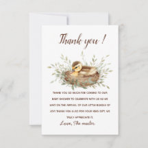 Minimalist Duckling Watercolor Baby Shower Thank Y