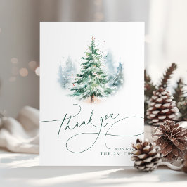 Cartão De Agradecimento Minimalist Elegant Script Christmas Tree Thank You