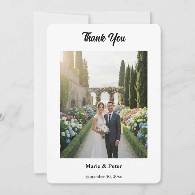 Cartão De Agradecimento Minimalist Elegant Typography 2 Photos Thank You (Frente)