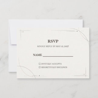 Cartão De Agradecimento Minimalist Gold Line Wedding RSVP Card