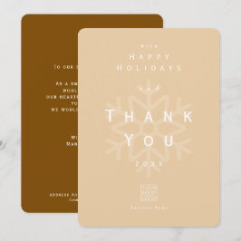 Cartão De Agradecimento Minimalist Holiday Thank You Business Beige Brown