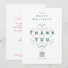 Cartão De Agradecimento Minimalist Holiday Thank You Business White