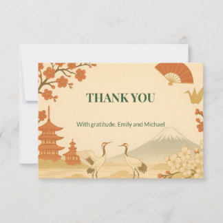 Cartão De Agradecimento Minimalist Sakura Cherry Blossom Wedding Thank You