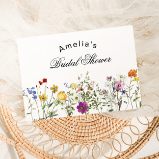 Cartão De Agradecimento Minimalist Wildflower Bridal Shower