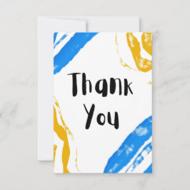 Cartão de agradecimento minimalista azul e amarelo