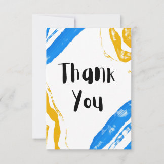 Cartão de agradecimento minimalista azul e amarelo