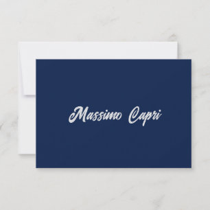 Cartão De Agradecimento Minimalista Azul Escuro Elegante Nome Próprio Text